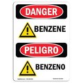 Signmission Safety Sign, OSHA Danger, 14" Height, Aluminum, Benzene, Bilingual Spanish OS-DS-A-1014-VS-1043